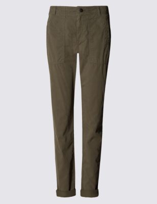 Pure Cotton Pocket Tapered Leg Cargo Trousers